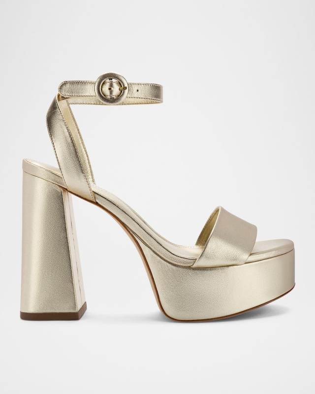 Dolly Metallic Ankle-Strap Platform Sandals